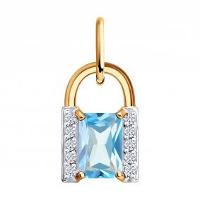 Золотая подвеска Diamant 51-330-00916-2 с топазом и фианитом 51-330-00916-2 фото