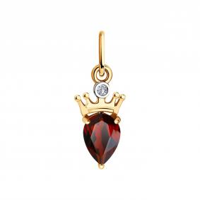 Золотая подвеска Diamant 51-330-01205-3 с фианитом и гранатом 51-330-01205-3 фото