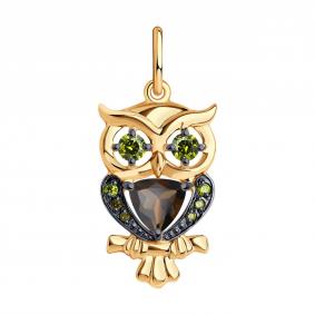 Золотая подвеска Diamant 51-330-01470-2 с фианитом и раухтопазом 51-330-01470-2 фото