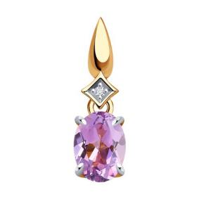Золотая подвеска Diamant 51-330-01919-5 с фианитом и аметистом 51-330-01919-5 фото
