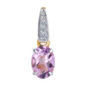 Золотая подвеска Diamant 51-330-01933-2 с фианитом и аметистом 51-330-01933-2 фото