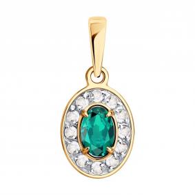 Золотая подвеска Diamant 51-330-01961-2 с топазом и изумрудом 51-330-01961-2 фото