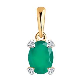 Золотая подвеска Diamant 51-330-01968-6 с фианитом и агатом 51-330-01968-6 фото