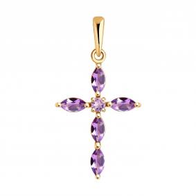 Золотая подвеска Diamant 51-330-02045-4 с аметистом 51-330-02045-4 фото