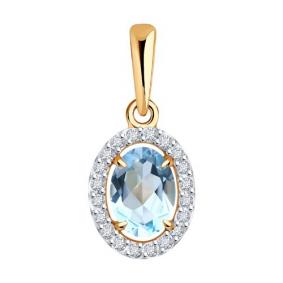 Золотая подвеска Diamant 51-330-02049-1 с топазом и фианитом 51-330-02049-1 фото