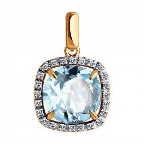Золотая подвеска Diamant 51-330-02449-1 с топазом и фианитом 51-330-02449-1 фото