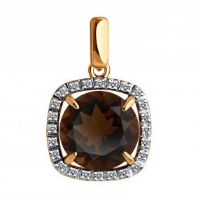 Золотая подвеска Diamant 51-330-02449-3 с фианитом и раухтопазом 51-330-02449-3 фото