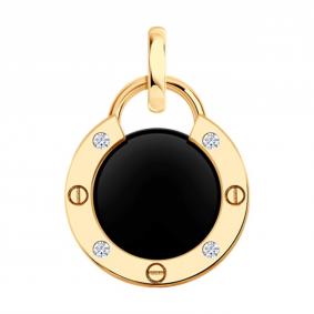 Золотая подвеска Diamant 51-330-02657-1 с фианитом и агатом 51-330-02657-1 фото