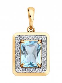 Золотая подвеска Diamant 51-330-02962-2 с топазом и фианитом 51-330-02962-2 фото