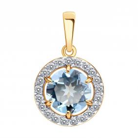 Золотая подвеска Diamant 51-330-02966-2 с топазом и фианитом 51-330-02966-2 фото