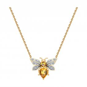 Золотое колье Diamant 51-370-00466-1 с фианитом и цитрином 51-370-00466-1 фото
