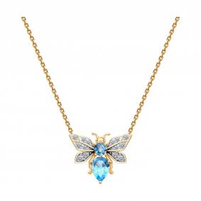 Золотое колье Diamant 51-370-00466-2 с топазом и фианитом 51-370-00466-2 фото