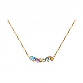 Золотое колье Diamant 51-370-02408-1 с топазом, фианитом, аметистом, хризолитом и цитрином 51-370-02408-1 фото