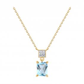 Золотое колье Diamant 51-370-02948-2 с топазом и фианитом 51-370-02948-2 фото