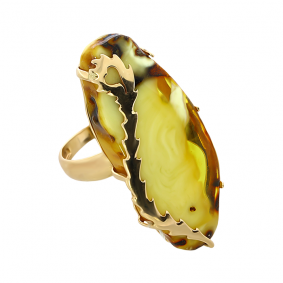 Золотое кольцо Дарвин 510030001-б с янтарём 510030001-б фото