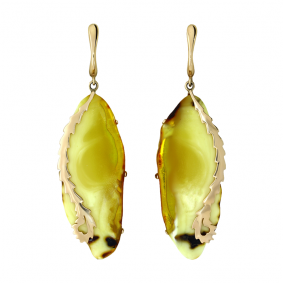 Золотые серьги Дарвин 519030001-б с янтарём 519030001-б фото