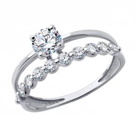 Кольцо из белого золота Diamant 52-110-02735-1 с фианитом 52-110-02735-1 фото