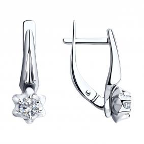 Серьги из белого золота Diamant 52-120-00734-1 с фианитом 52-120-00734-1 фото