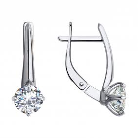 Серьги из белого золота Diamant 52-120-01794-1 с фианитом 52-120-01794-1 фото