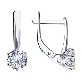 Серьги из белого золота Diamant 52-120-02228-1 с фианитом 52-120-02228-1 фото