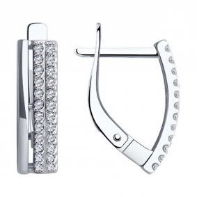Серьги из белого золота Diamant 52-120-02460-1 с фианитом 52-120-02460-1 фото
