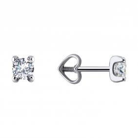 Серьги из белого золота Diamant 52-122-00701-2 с фианитом 52-122-00701-2 фото