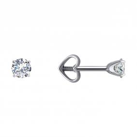 Серьги из белого золота Diamant 52-122-02082-1 с фианитом 52-122-02082-1 фото