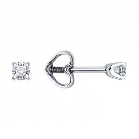 Серьги из белого золота Diamant 52-122-02086-1 с фианитом 52-122-02086-1 фото