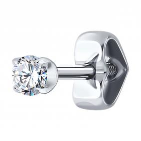 Одиночная серьга из белого золота Diamant с фианитом 52-127-02067-1 52-127-02067-1 фото