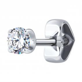 Одиночная серьга из белого золота Diamant с фианитом 52-127-02068-1 52-127-02068-1 фото