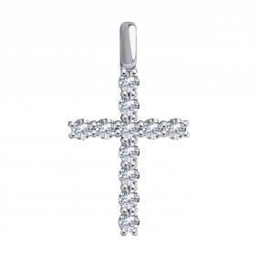 Подвеска из белого золота Diamant 52-130-02097-1 с фианитом 52-130-02097-1 фото