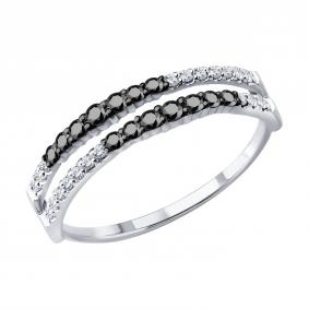 Кольцо из белого золота Diamant 52-210-01047-1 с бриллиантом и чёрным бриллиантом 52-210-01047-1 фото