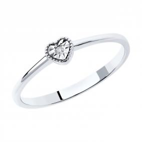 Кольцо из белого золота Diamant 52-210-01219-1 с бриллиантом 52-210-01219-1 фото