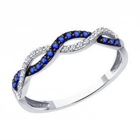 Кольцо из белого золота Diamant 52-210-01826-1 с бриллиантом и сапфиром 52-210-01826-1 фото
