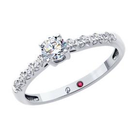 Кольцо из белого золота Diamant 52-210-02567-1 с рубином и бриллиантом выращенным 52-210-02567-1 фото