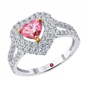 Золотое кольцо Diamant 52-210-02641-1 с рубином и бриллиантом выращенным 52-210-02641-1 фото