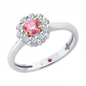 Золотое кольцо SOKOLOV 52-210-02642-1 с рубином и бриллиантом выращенным 52-210-02642-1 фото