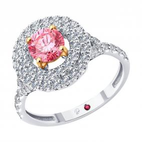 Золотое кольцо SOKOLOV 52-210-02644-1 с рубином и бриллиантом выращенным 52-210-02644-1 фото