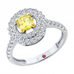 Золотое кольцо SOKOLOV 52-210-02647-1 с рубином и бриллиантом выращенным 52-210-02647-1 фото