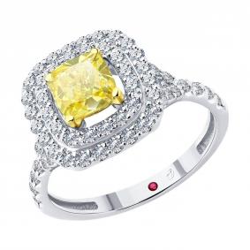 Золотое кольцо SOKOLOV 52-210-02648-1 с рубином и бриллиантом выращенным 52-210-02648-1 фото