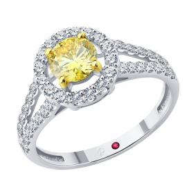 Золотое кольцо SOKOLOV 52-210-02649-1 с рубином и бриллиантом выращенным 52-210-02649-1 фото