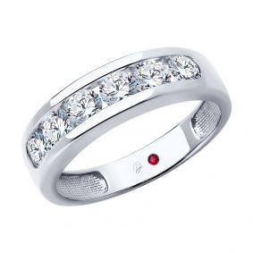 Кольцо из белого золота Diamant 52-210-02702-1 с рубином и бриллиантом выращенным 52-210-02702-1 фото