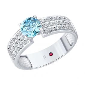 Кольцо из белого золота Diamant 52-210-02774-1 с рубином и бриллиантом выращенным 52-210-02774-1 фото