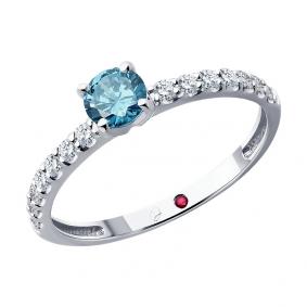 Кольцо из белого золота Diamant 52-210-02777-1 с рубином и бриллиантом выращенным 52-210-02777-1 фото