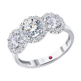 Кольцо из белого золота Diamant 52-210-02819-1 с рубином и бриллиантом выращенным 52-210-02819-1 фото