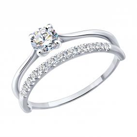 Кольцо из белого золота Diamant 52-210-03013-1 с бриллиантом выращенным 52-210-03013-1 фото