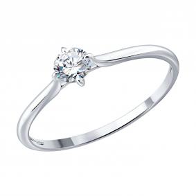 Кольцо из белого золота Diamant 52-210-03019-1 с бриллиантом выращенным 52-210-03019-1 фото