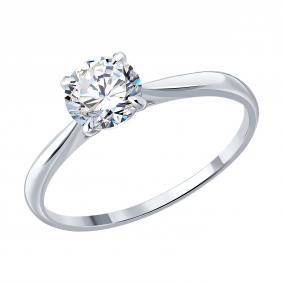 Кольцо из белого золота Diamant 52-210-03031-1 с бриллиантом выращенным 52-210-03031-1 фото