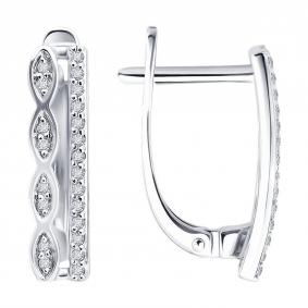 Серьги из белого золота Diamant 52-220-00489-1 с бриллиантом 52-220-00489-1 фото