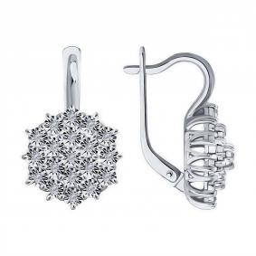 Серьги из белого золота Diamant 52-220-00720-1 с бриллиантом 52-220-00720-1 фото